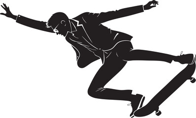 Skateboarding Silhouette: A figure in silhouette, embodying dynamic energy and modern spirit as they perform an athletic maneuver on a skateboard.