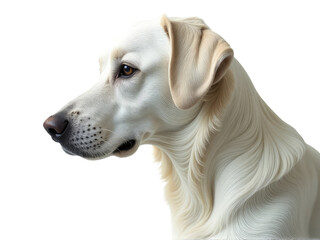 Close-up shot of a dog's face on a white background, ideal for pet-related designs and advertisements