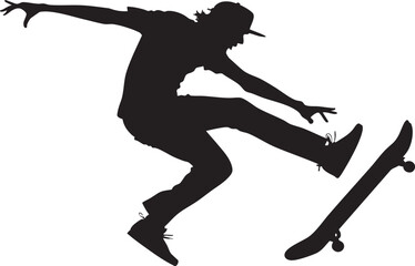 Silhouette Skateboarder: The silhouette of a skateboarder executing a dynamic jump, capturing a moment of skill and freedom.