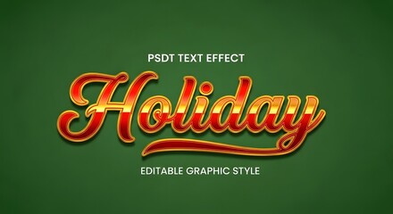 Shiny golden red holiday text effect with an editable graphic style, perfect for festive designs, seasonal greetings, and celebratory typography
