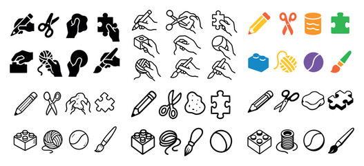 Obraz premium Craft tool icons: diverse styles