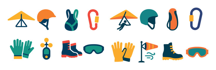 Obraz premium Hang Gliding Gear Icons