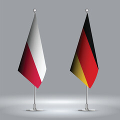 Two Standing Flags Representing Germany vs Poland with Flags on Bodies 