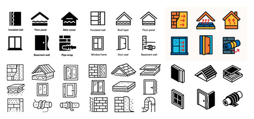 Home insulation elements and icons