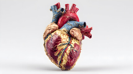 Naklejka premium Detailed Red & Blue Heart Illustration. Illustrative surface shines under bright light. Perfect for medical diagrams, textbooks, or educational posters.