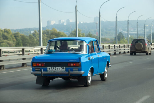 NOVOSIBIRSK, RUSSIA - AUGUST 30, 2025: Moskvich 2140 car on the highway