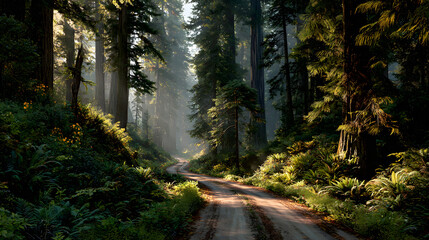 Scenic road in Redwood National Forest