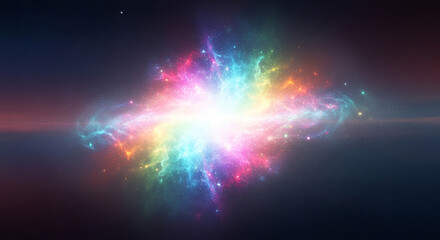 Vibrant rainbow explosion of light and energy in deep space
