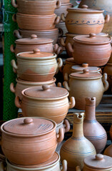 Traditional clay pots for cooking in Georgia.