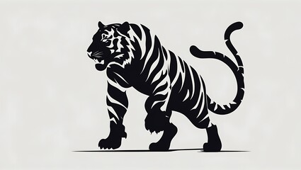 Powerful black tiger prowling on the prowl, a symbol of strength and courage for branding, marketing and impactful designs, representing resilience and boldness