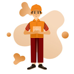 vector of a courier carrying a package