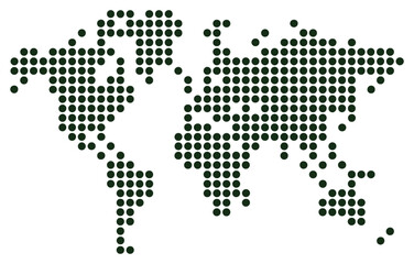 Fototapeta premium Abstract world map with halftone dot pattern