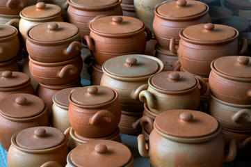 Traditional clay pots for cooking in Georgia.