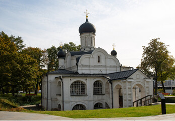 The Church of the Conception of St. Anne is an architectural monument in Zaryadye Park in Moscow in summer