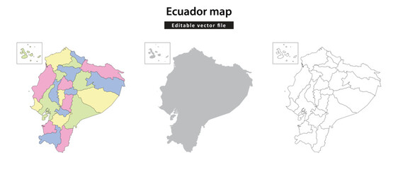 Obraz premium Ecuador map vector illustration showing political divisions and outline variations.