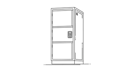 Line art of a digital locker with three compartments.