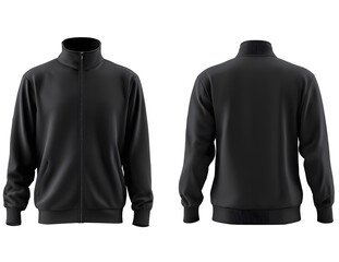 Black warm-up jacket, sports jacket, sweater template, isolated background