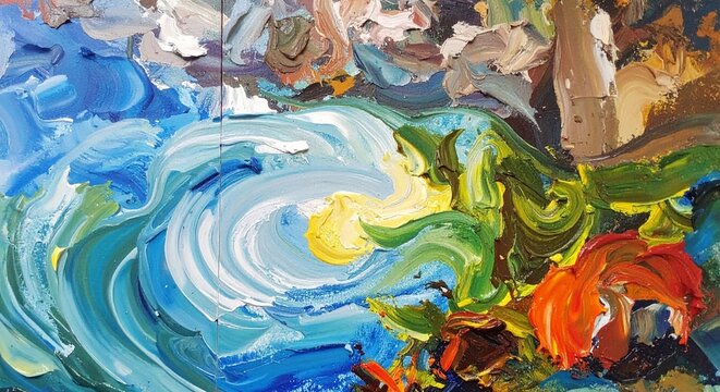 Abstract painting with vibrant brush strokes. abstract watercolor painting.