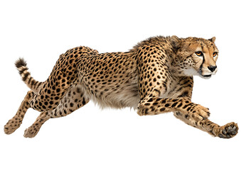 cheetah  is running, speed moving on white background