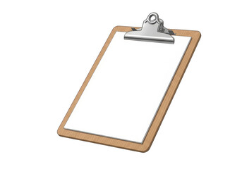 Empty wooden clipboard with metal clip isolated on transparent background