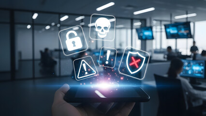 Cybersecurity threat detection on mobile device in modern office environment
