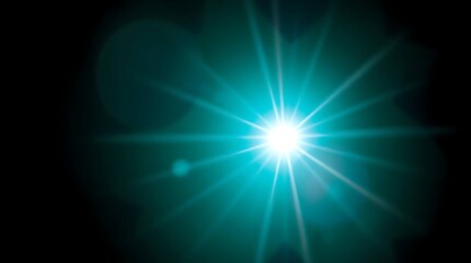 Fototapeta premium Bright teal light burst against a dark background creating a vibrant visual.