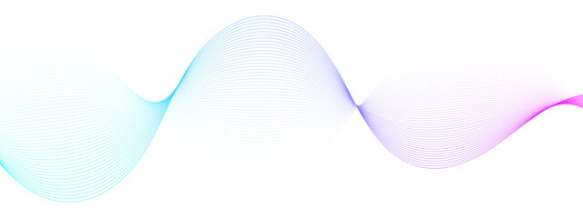 Dynamic vibrant wavy lines flowing smoothly across the white background gradient
