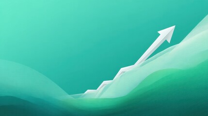 Abstract background with flowing waves and upward arrow symbolizing growth and progress in business, finance, or technology environments