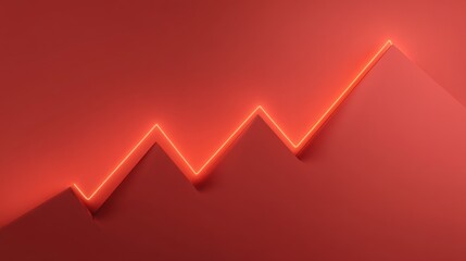 Abstract Illustration of a Red Zigzag Graph Line on a Smooth Surface Representing Growth and Decline in Financial Data Analysis