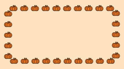 A decorative pumpkin border surrounds a blank center to create a festive autumn frame suited for warm seasonal messages, cheerful design accents, and friendly illustrated style.