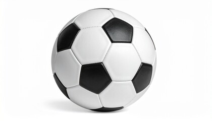Obraz premium Classic Black and White Soccer Ball with Hexagonal and Pentagonal Panels on White Background