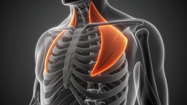 Human Pectoralis Major Muscle Highlighted in Anatomical View