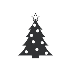 Stylized Christmas Tree Icon with Star and Ornaments.
