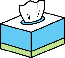 Blue and Green Tissue Box Icon – Clean Flat Cartoon Facial Tissue