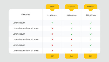 Modern Pricing Table Template Design