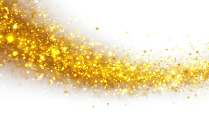Christmas falling golden lights. Magic gold dust and glare. Yellow sparks glitter special light effect on white background. Stock Illustration 