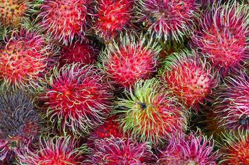 fresh rambutan as food background