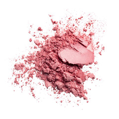 Fototapeta premium Soft pink powder scattered on a white surface showing its fine texture and color