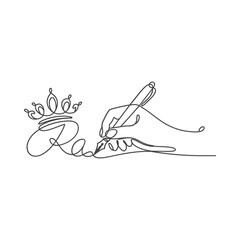 Elegant crown and signature created with a single continuous line drawing