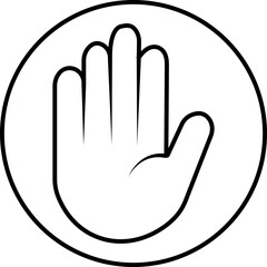 Obraz premium Touch hand icon in black flat line style, palm symbol illustration pack of gesture signs, stop hand mark outline bundle, sensory touch graphic elements assortment