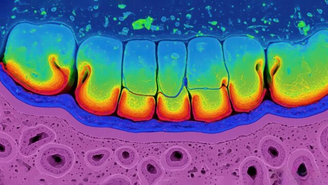Ion-abrasion Scanning Electron Micrograph of Dental Bonding Between Dentin and Composite Resin Material