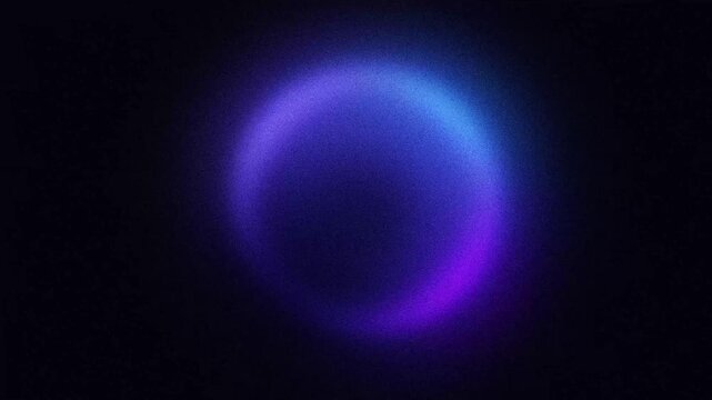 Abstract pulsing ring shape with grainy purple and blue gradient, animated looping background with noise texture