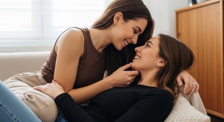Two women in love sharing a tender moment