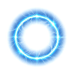 Glowing Blue Electric Ring with Lightning and Energy Sparks