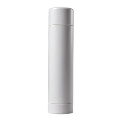 Sleek white cylindrical product packaging against transparent background