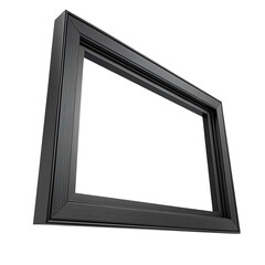 Ornate antique dark wood picture frame on transparent background