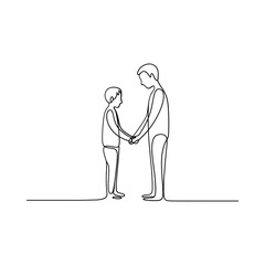 Simple line drawing of two people holding hands