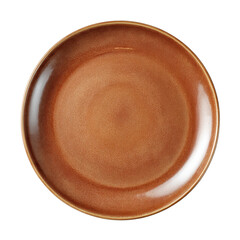 Ceramic brown plate on a simple background showcasing elegant handmade design for dining and serving