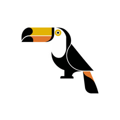 Naklejka premium A geometric toucan bird vector icon with large yellow beak