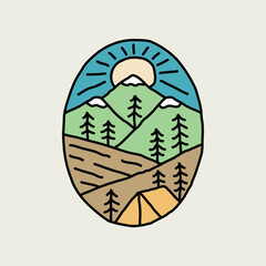 Camping and sunrise graphic illustration vector art t-shirt design